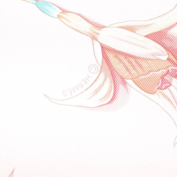 HERMES Carre 90 Scarf ""Fleurs De Fuchsia"" Silk Pink Auth am8730 - Picture 4 of 16